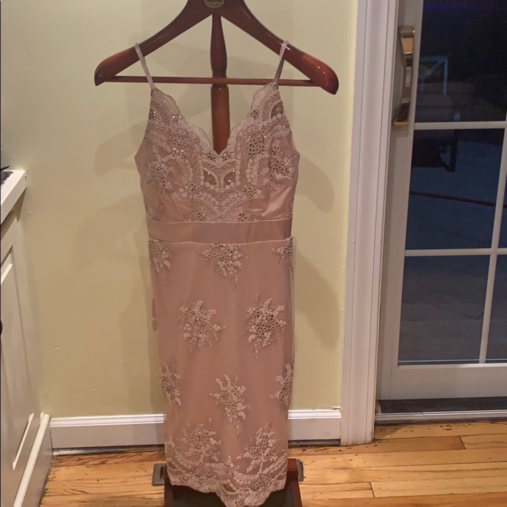 Pretty pink sequined dress. Size 4. Never worn.